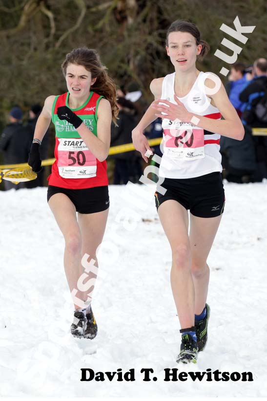 No 50 Georgia Malir (Ilkley) and Abbie Donnelly (Lincoln Wellington) during the under-17s womens Northern Cross Country Championships.
